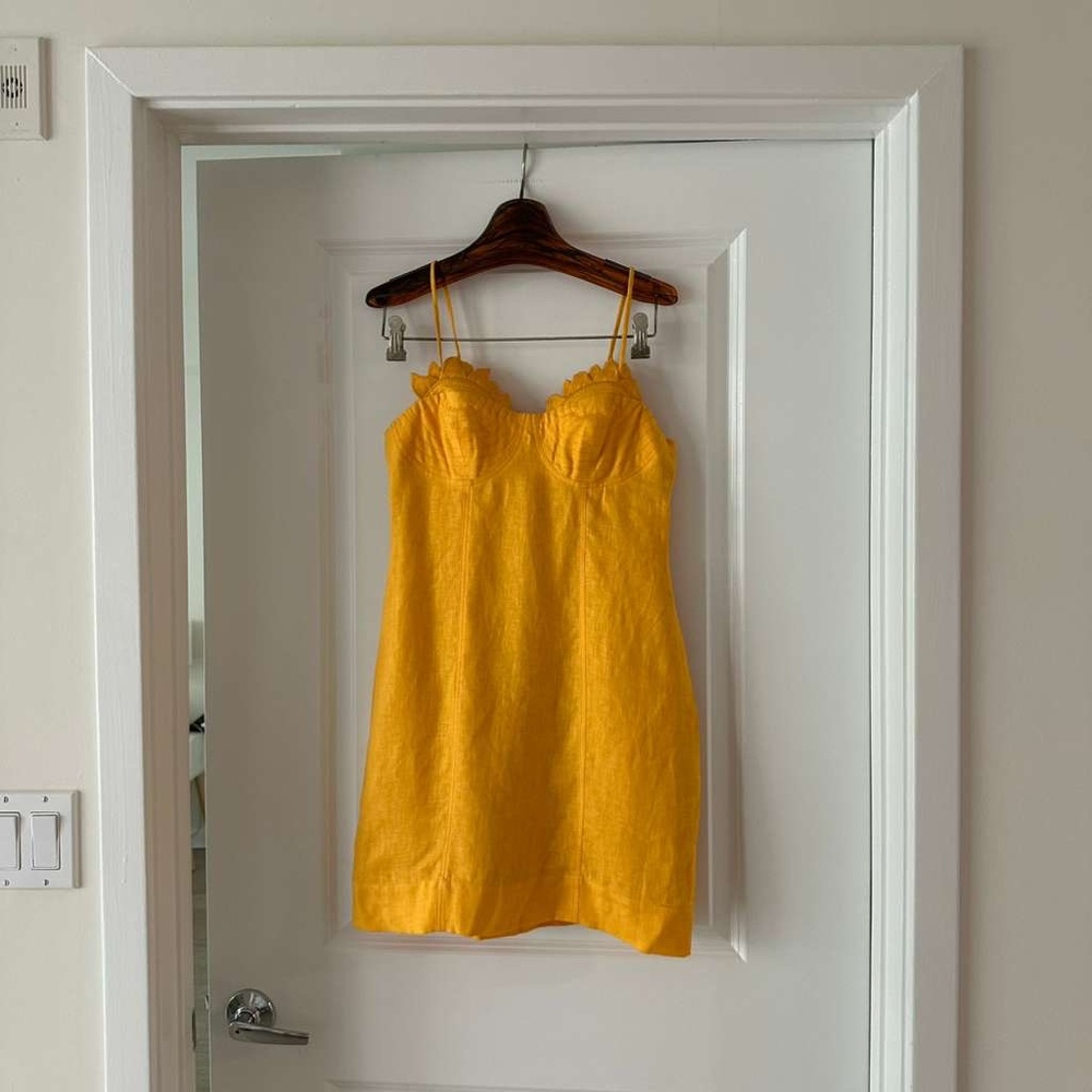 FARM Rio Yellow Sunburst Mini Dress - Picture 2 of 7